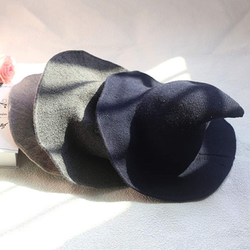 Pordsioc Felt Witch Hat - Foldable Wool Knit Witch Hat