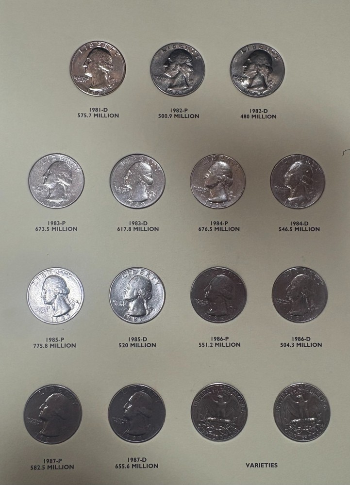 1965-1987 Both P&D Mints - Complete Set of Washington Quarters