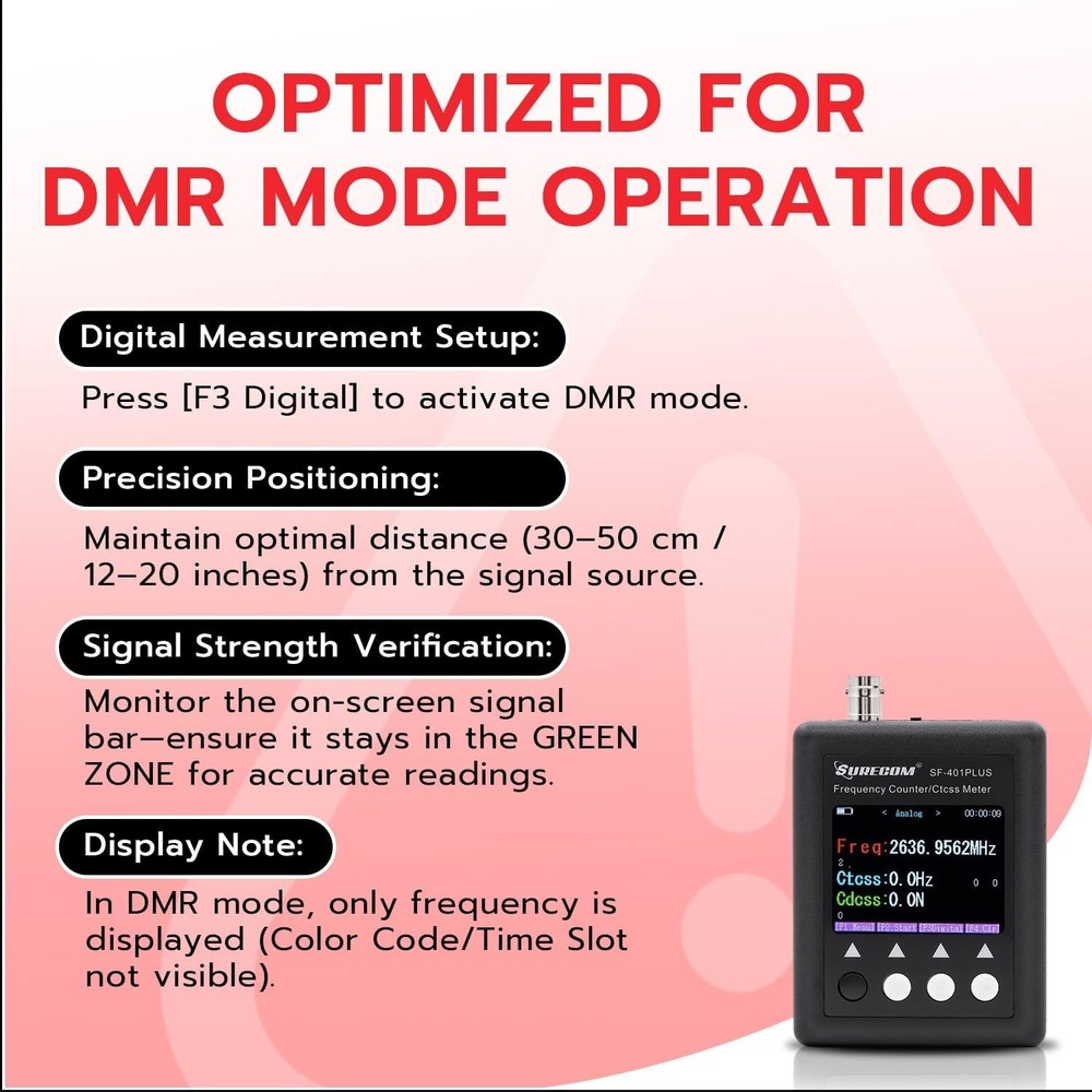 Compact Mcbazel SF401 Plus 27-3000MHz Frequency Counter - Includes Two Antennas