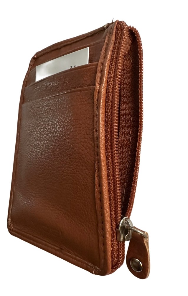 Tan, Pocket Wallet RFID Blocking Thin Leather Card Case with Gift Box