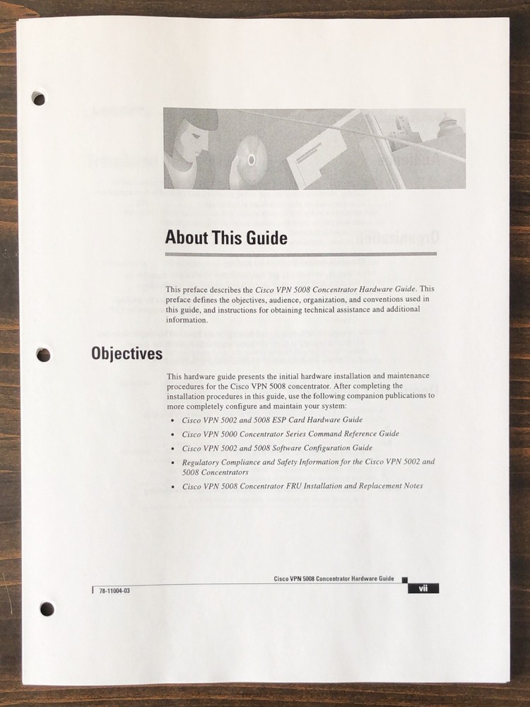 Cisco Systems - Cisco VPN 5008 Concentrator Hardware Guide (2001)