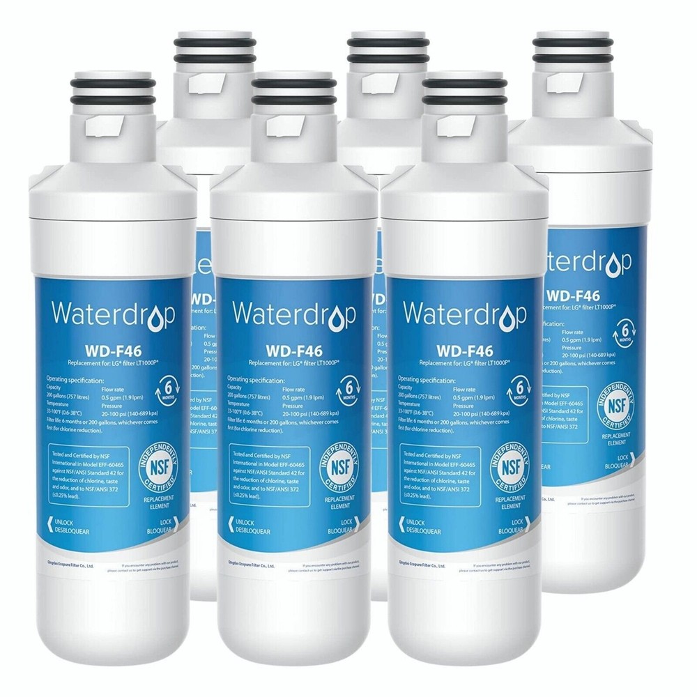 Waterdrop Replacement for LG® LT1000P® Refrigerator Water Filter, (1-6)PACK
