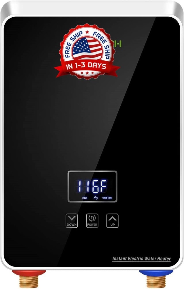 Calentador De Agua Sin Tanque LCD Electrico 5500W 240V US Para Cocina Ducha Casa