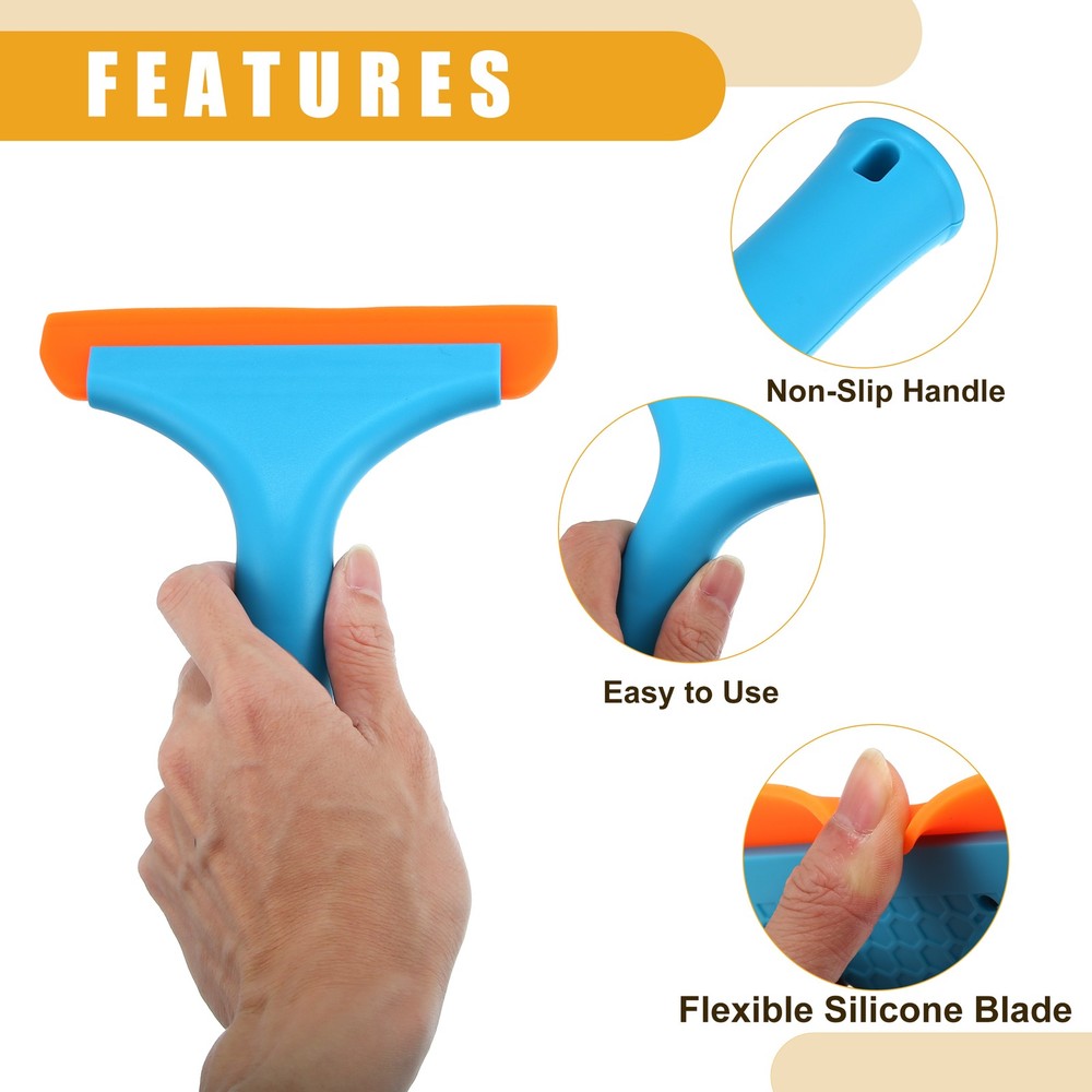 2 Pcs Universal Window Mirror Car Windshield Squeegee Replace Silicone Blue