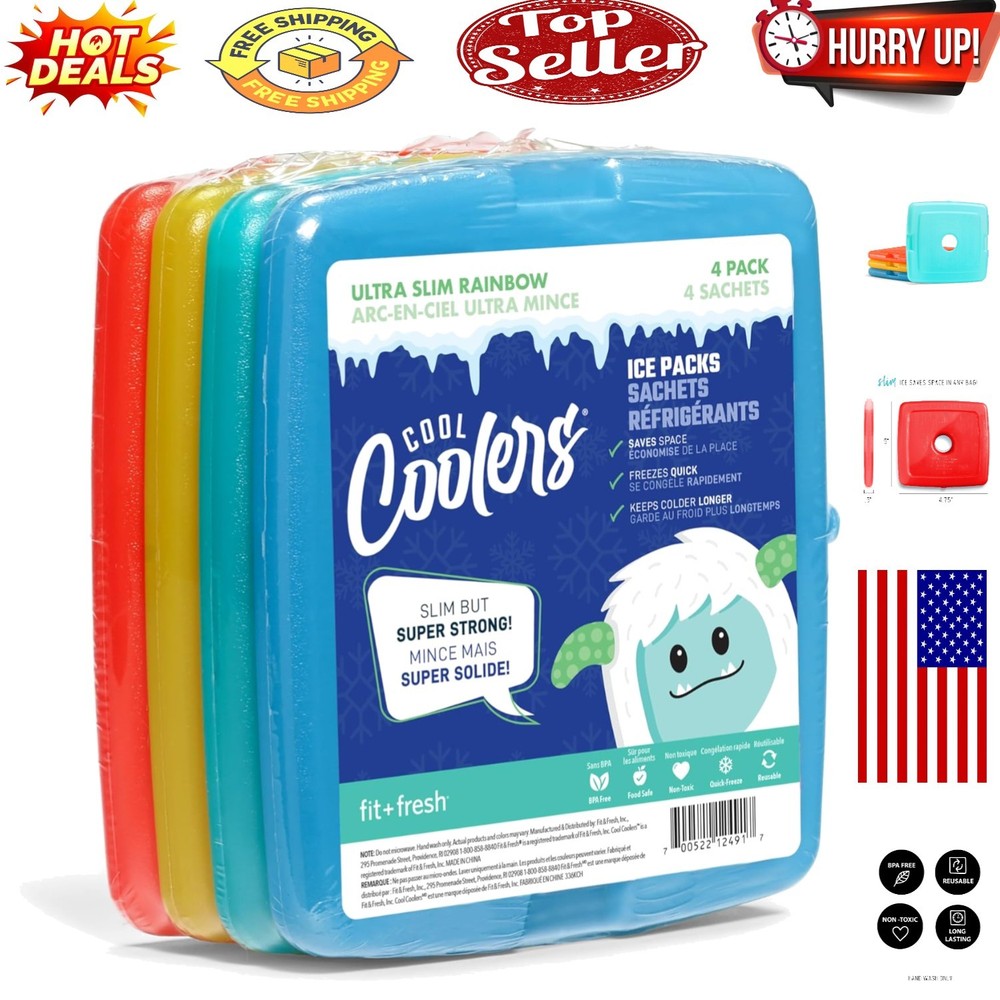Cool Coolers 4-Pack Slim Reusable Ice Packs