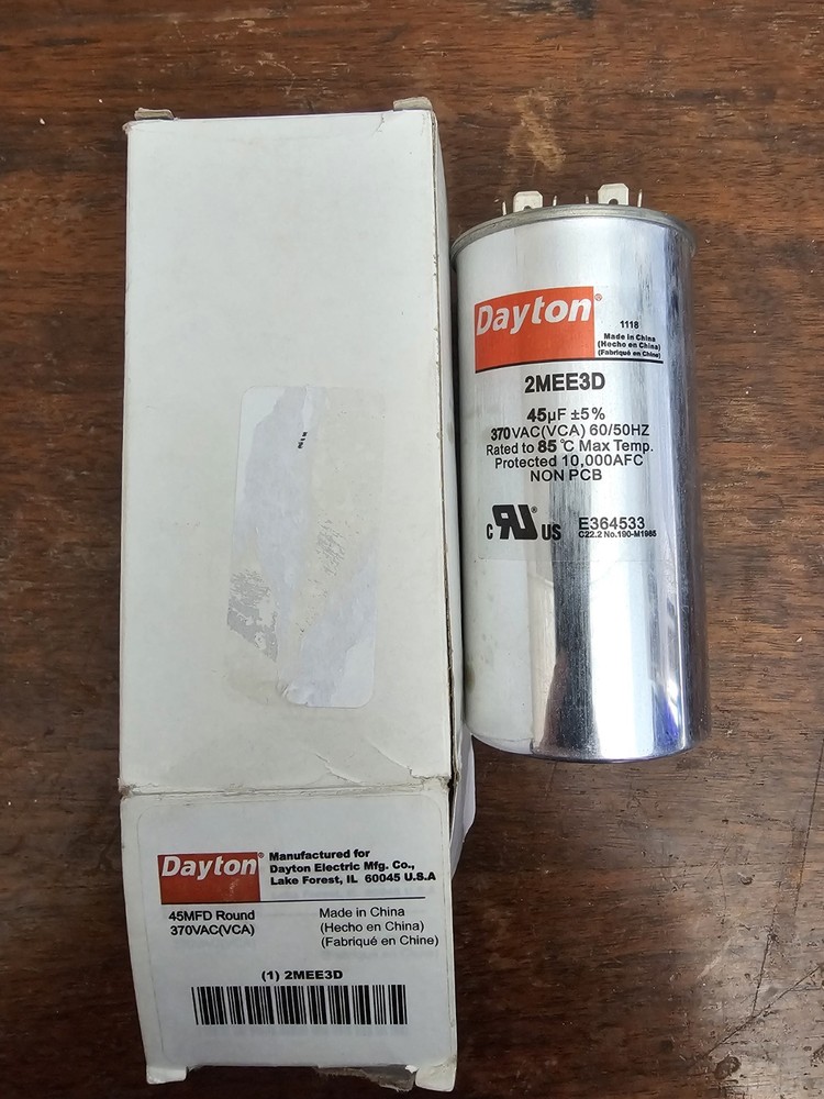 New Dayton 2MEE3D 370VAC 45MFD Non PCB E364533 Capacitor