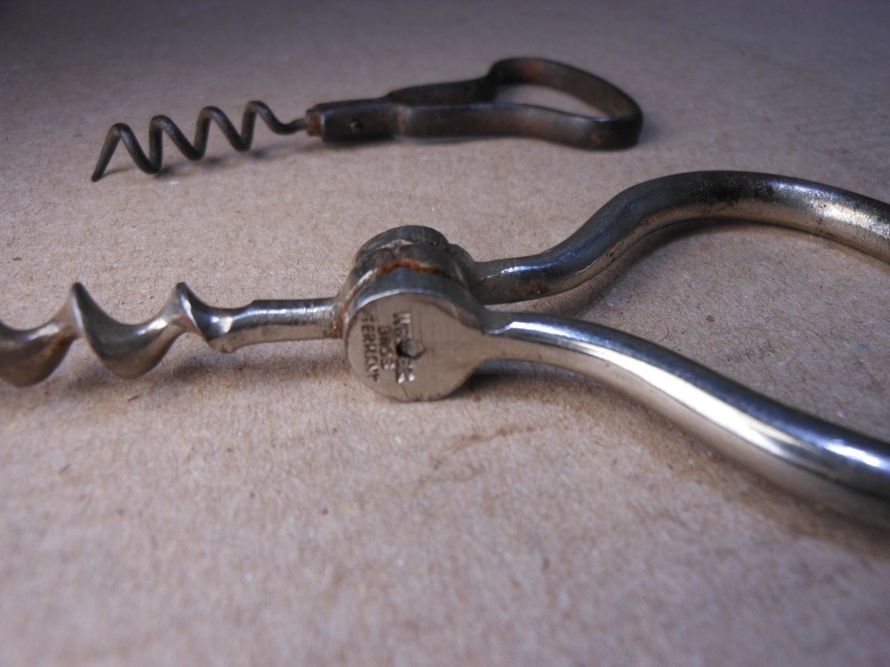 2 Antique Folding Bow / Harp Corkscrews - 1 Wester Bros Germany