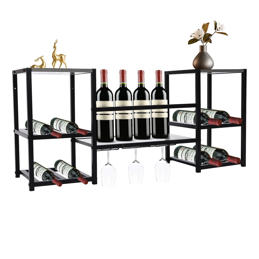 3-tiers Wine Rack Wall Mounted Wine Storage Display Rack 33-44 lbs Space Saving