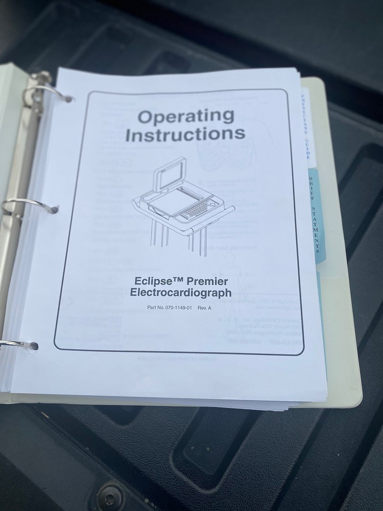 BURDICK ECLIPSE PREMIER RESTING ECG MACHINE Book Manual
