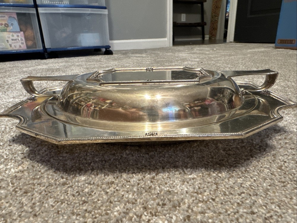 Sheffield Art Deco Silverplate Covered Serving Dish EPNS