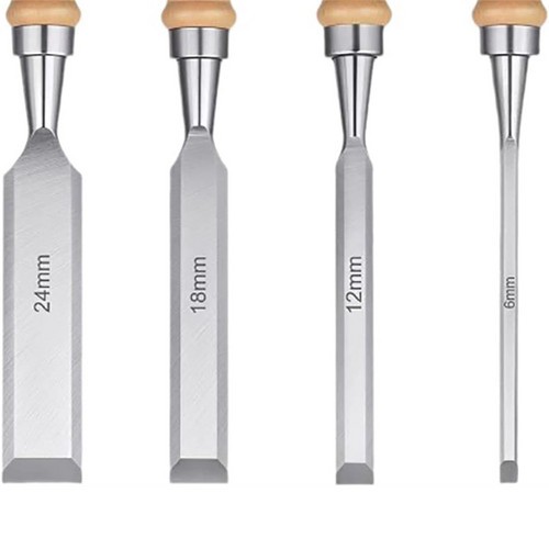 4PCS Wood Chisel Set Carving Knife Woodworking Tool Gouges 1/4", 1/2", 3/4", 1"