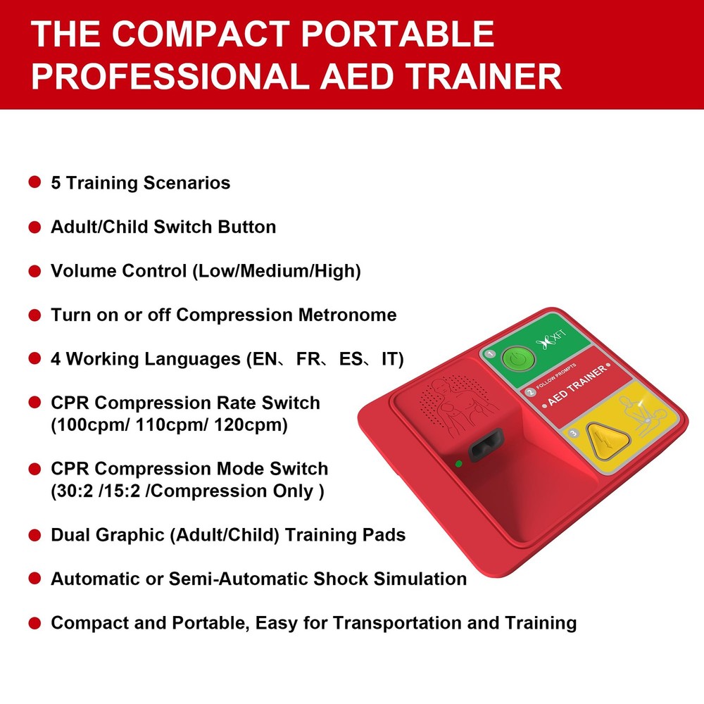 XFT AED Trainer & AED Simulator & AED Defibrillator for Home, Lightweight CPR...