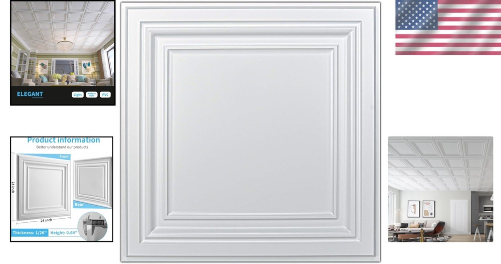 Eco-Friendly White PVC Ceiling Panels 12-Pack