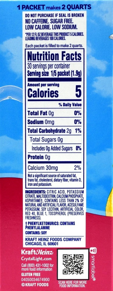 12 12-Quart Boxes Crystal Light Raspberry Lemonade Drink Mix