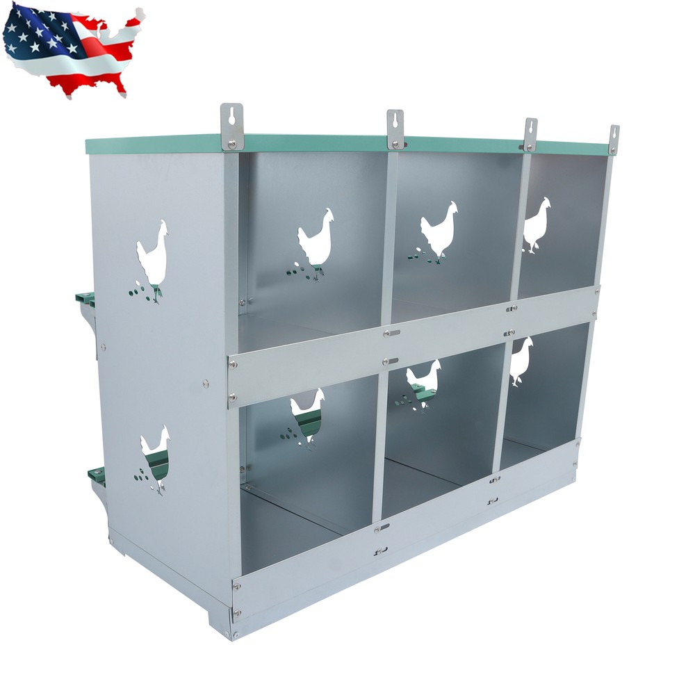 Metal Chicken Nesting Boxes 6 Compartment Poultry Nest Box Wall Mount For Hens
