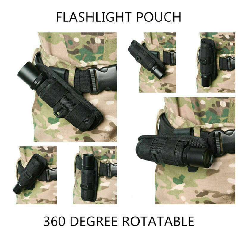 Tactical Flashlight Pouch Holster Rotatable Flashlight Holder Torch Carry Case