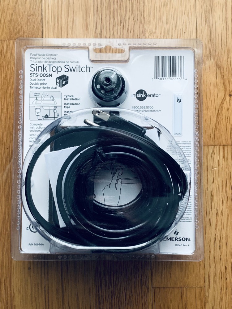 InSinkErator STS-OOSN SinkTop Satin Nickel Button Dual Outlet Switch Sealed Box