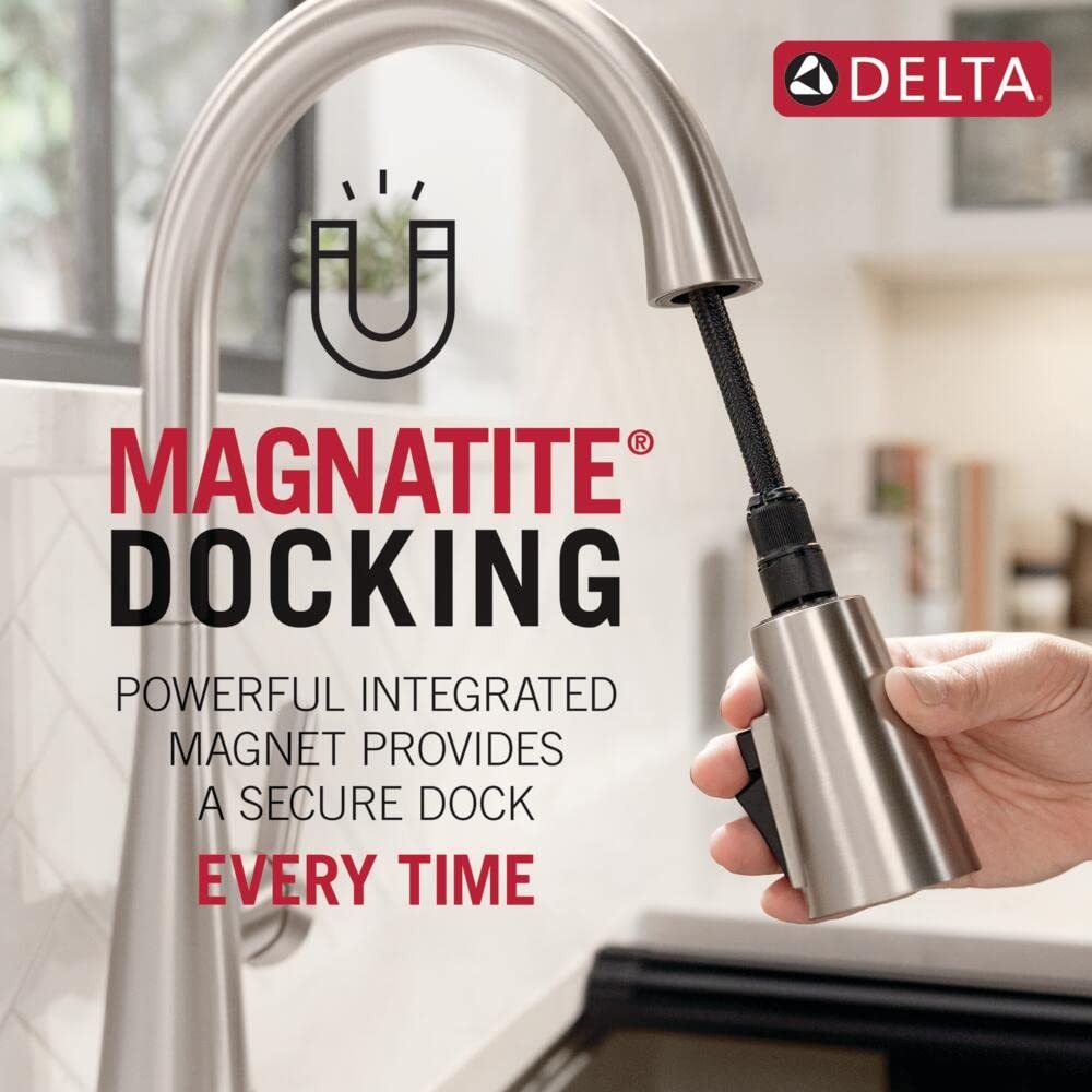 Delta Essa Chrome Kitchen Faucet with Pull Down Sprayer Modern Single Hole