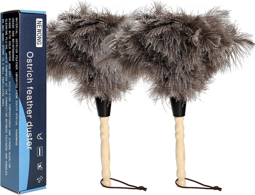 2 Pack Ostrich Feather Duster Natural Static Free Scratch Free Cleaner