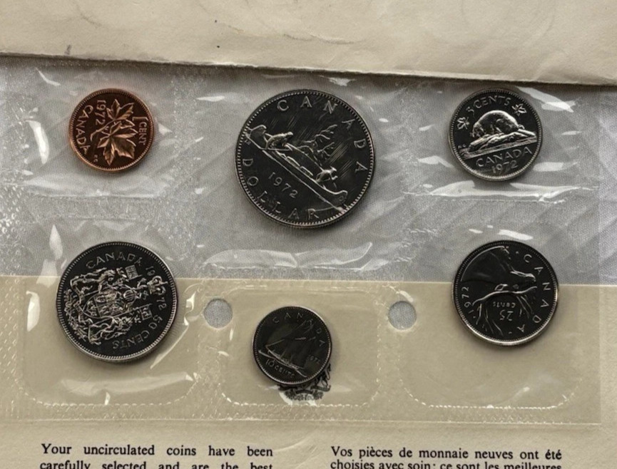 1972 Canada PL Set 6 Coins ENVELOPE MAY HAVE WRITING ON IT !!