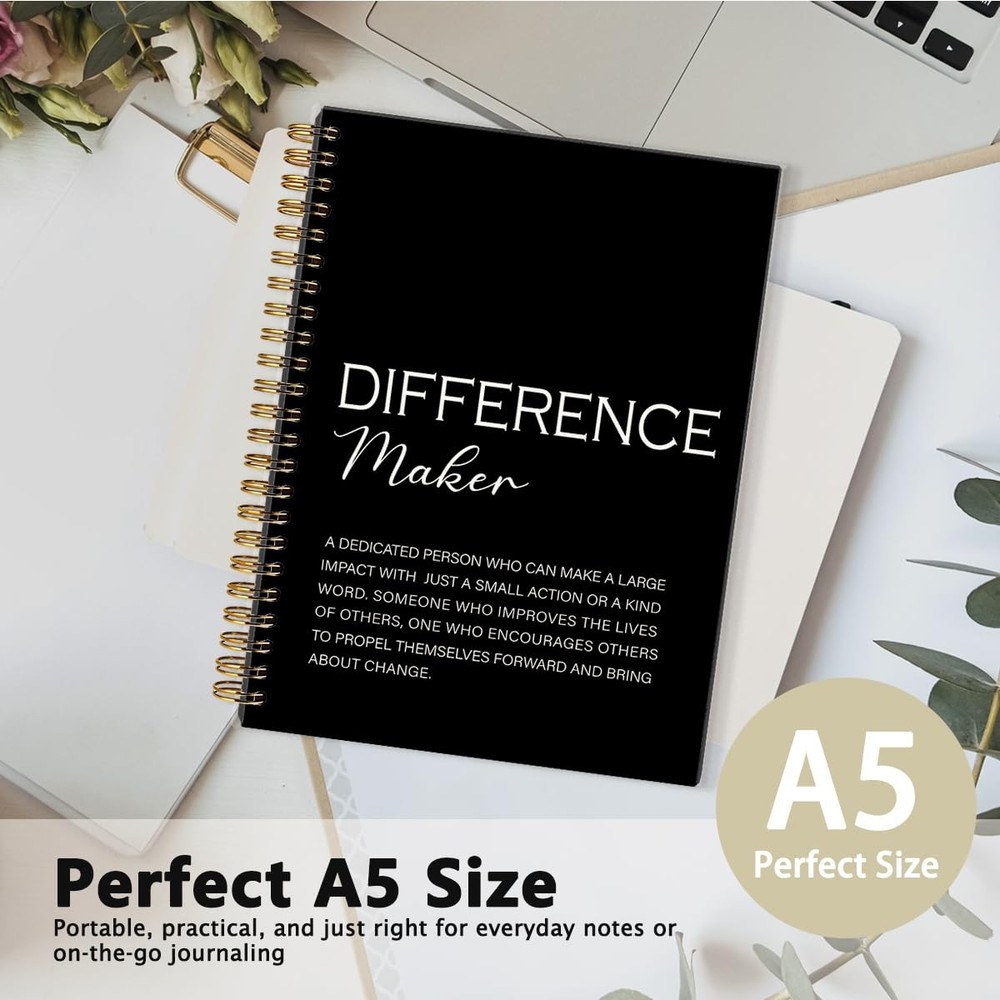 FLVGE Difference Maker Gift Notebook Journal, 5.5×8.3 Inch, 03-maker - Black