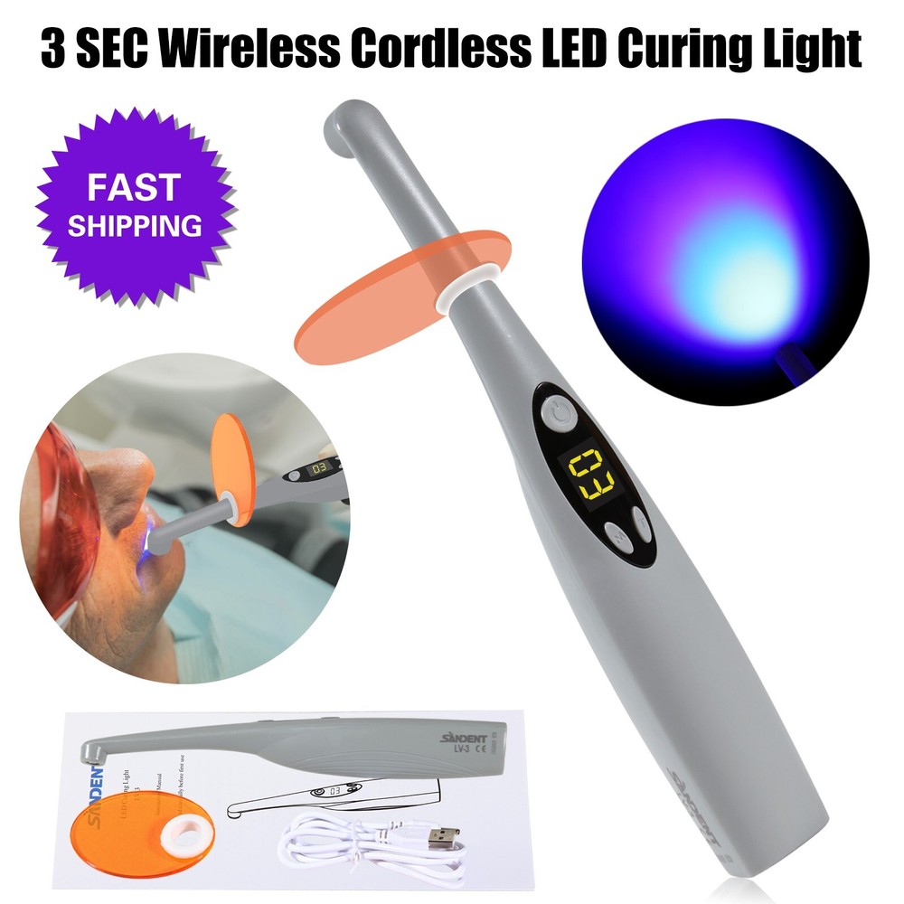 Dental Wireless Cordless iLed 3 Second LED Curing Light 3S Cure Lamp US plug LV3