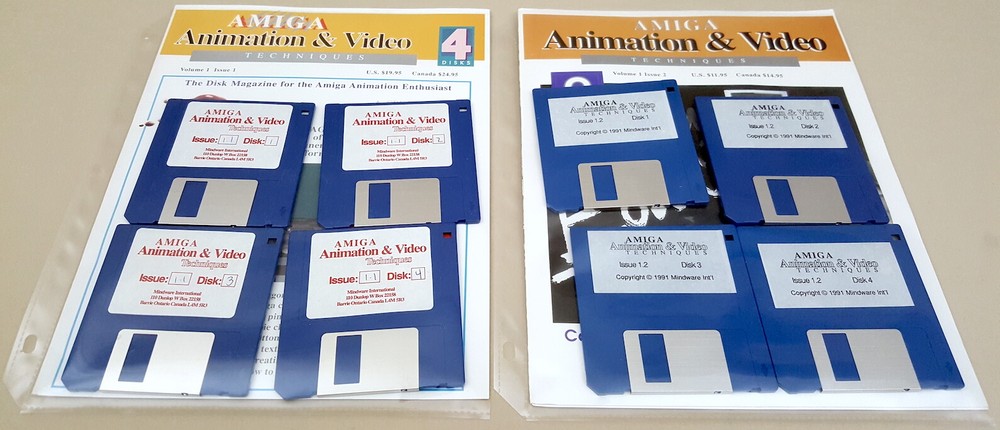 (2) Amiga Animation & Video Techniques Disk Magazines w/Disks ©1991 - Commodore