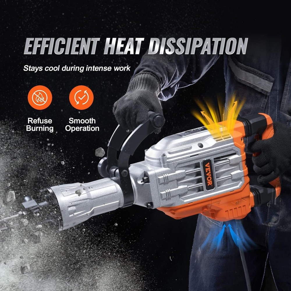 High-Performance 3500W Demolition Hammer with Cooling System & Carry Case