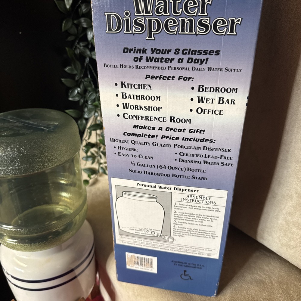 Water Crock Solid Ceramic Porcelain Dispenser 64 Oz Personal Tabletop Display