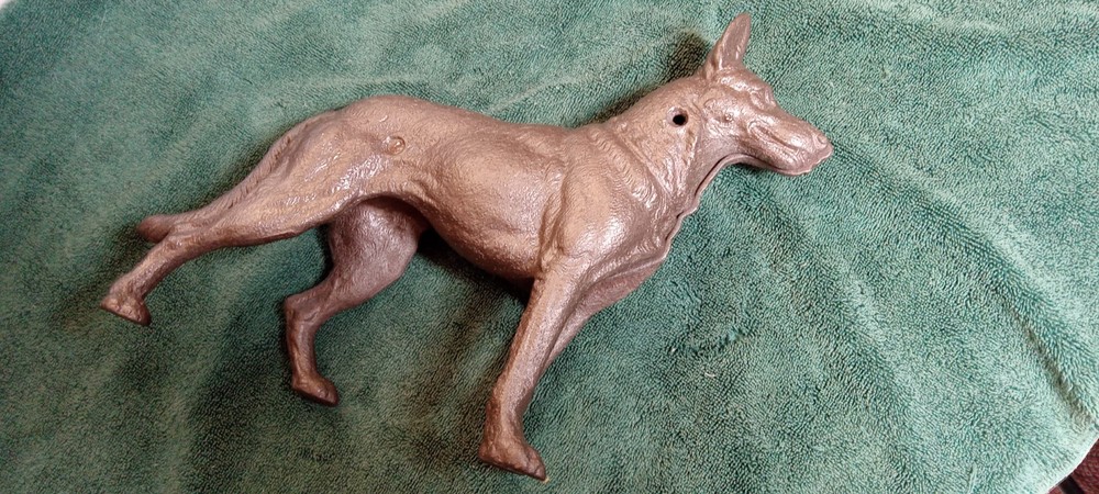 Antique German Shepherd Cast Iron Doorstop Heavy has issues Read Look!