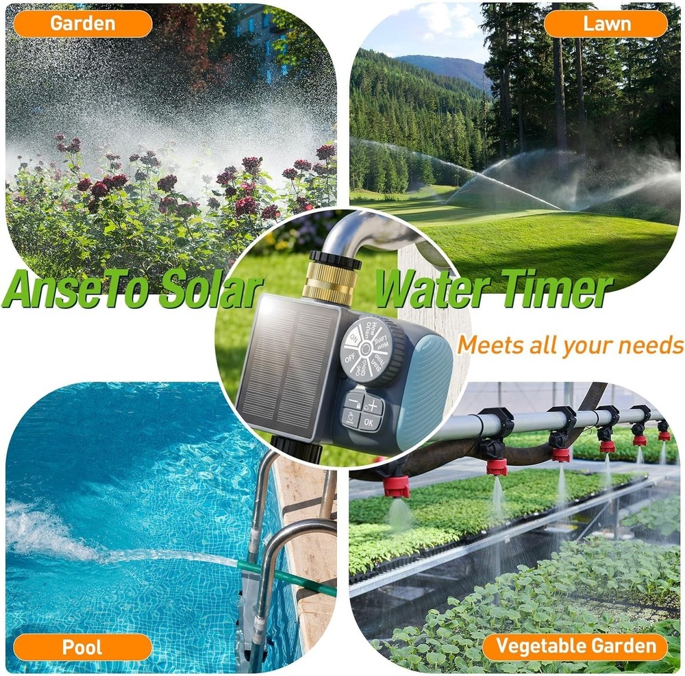 Solar Sprinkler Timer Rechargeable Water Timer Garden Hose, Programmable Faucets