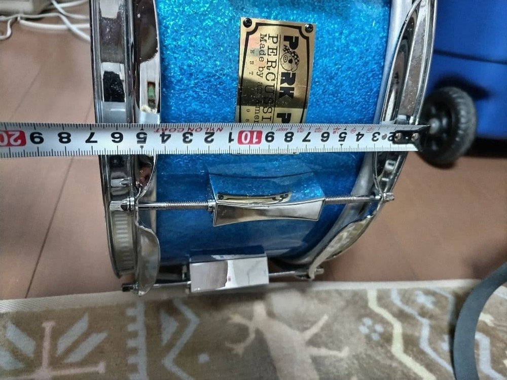 Pork Pie Snare Drum Blue with Mesh Snappy and Soft Case