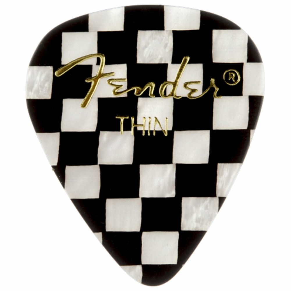 Fender 351 Shape Graphic Celluloid Guitar Picks, Thin, Checkerboard, 12-Pack