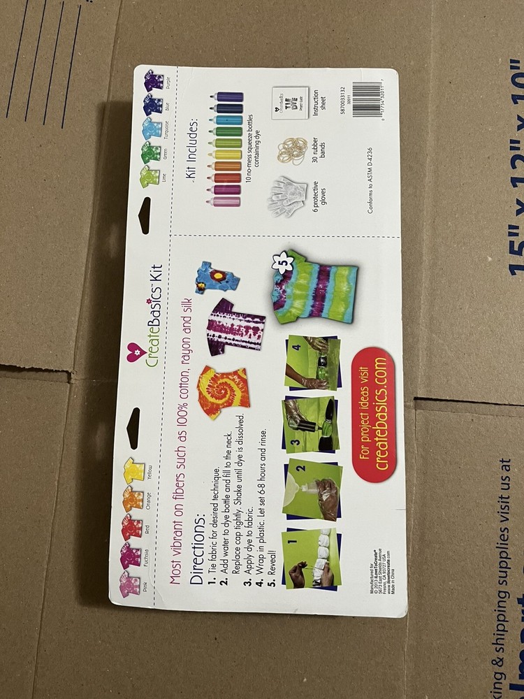 Create Basics Tie Dye Kit 10 Color Super Pack Makes a Great Gift NEW