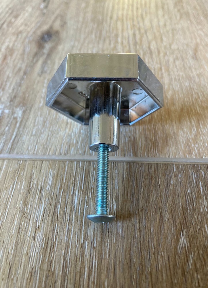 12 Vintage Shiny Chrome 1.25" Hexagonal Cabinet Pull Knobs