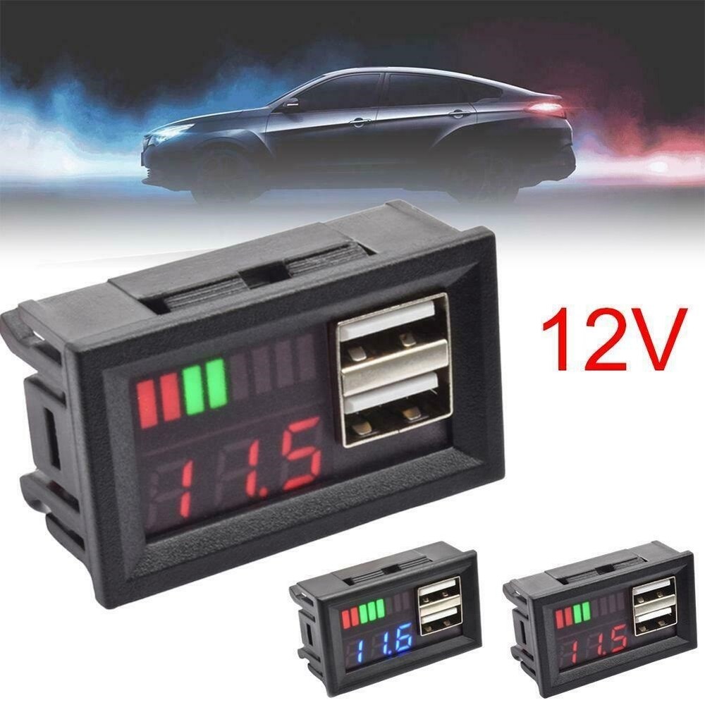 DC Digital Battery Capacity Indicator Voltmeter Voltage Meter Car Tester USB