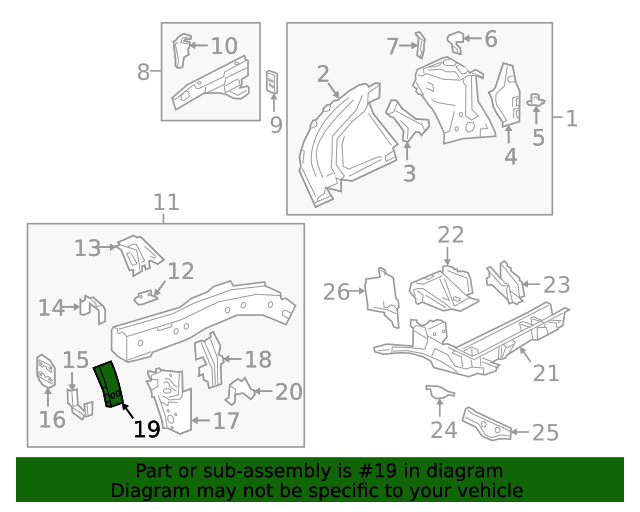 Genuine GM Driver Side Front Compartment Side Rail Plate 84526308