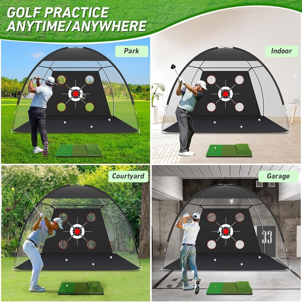 Zensouds Golf Training Net - Easy Setup 10x7FT with Impact-Resistant Features