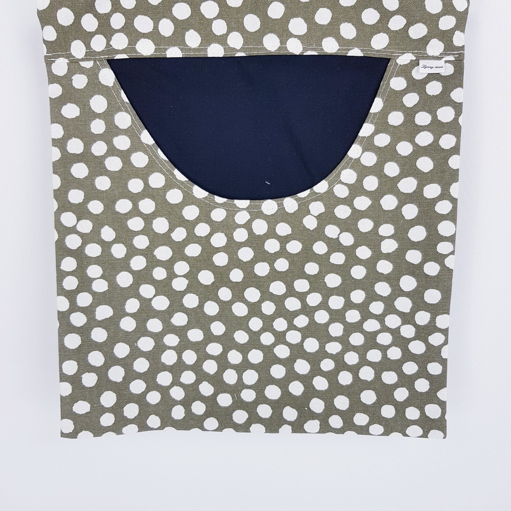 Peg Bag Handmade Khaki & White Spotted Lined Laundry Clothes Peg Holder