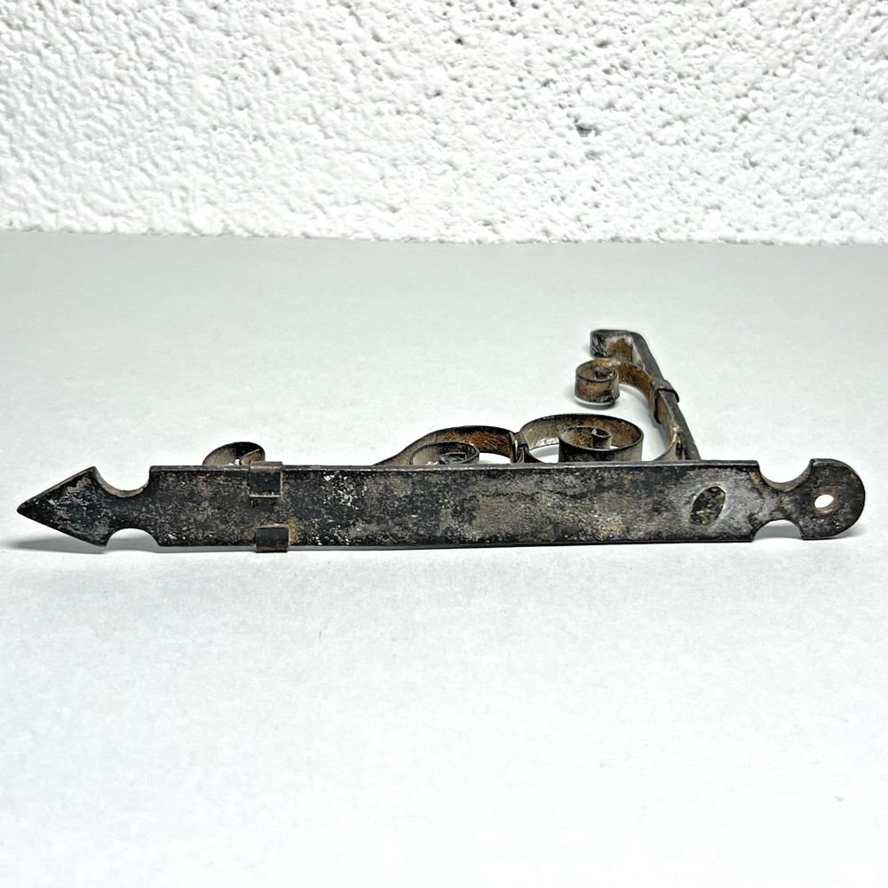 Victorian Cast Iron Wrought Scroll Bracket Wall Hanger Hook Black Single Small