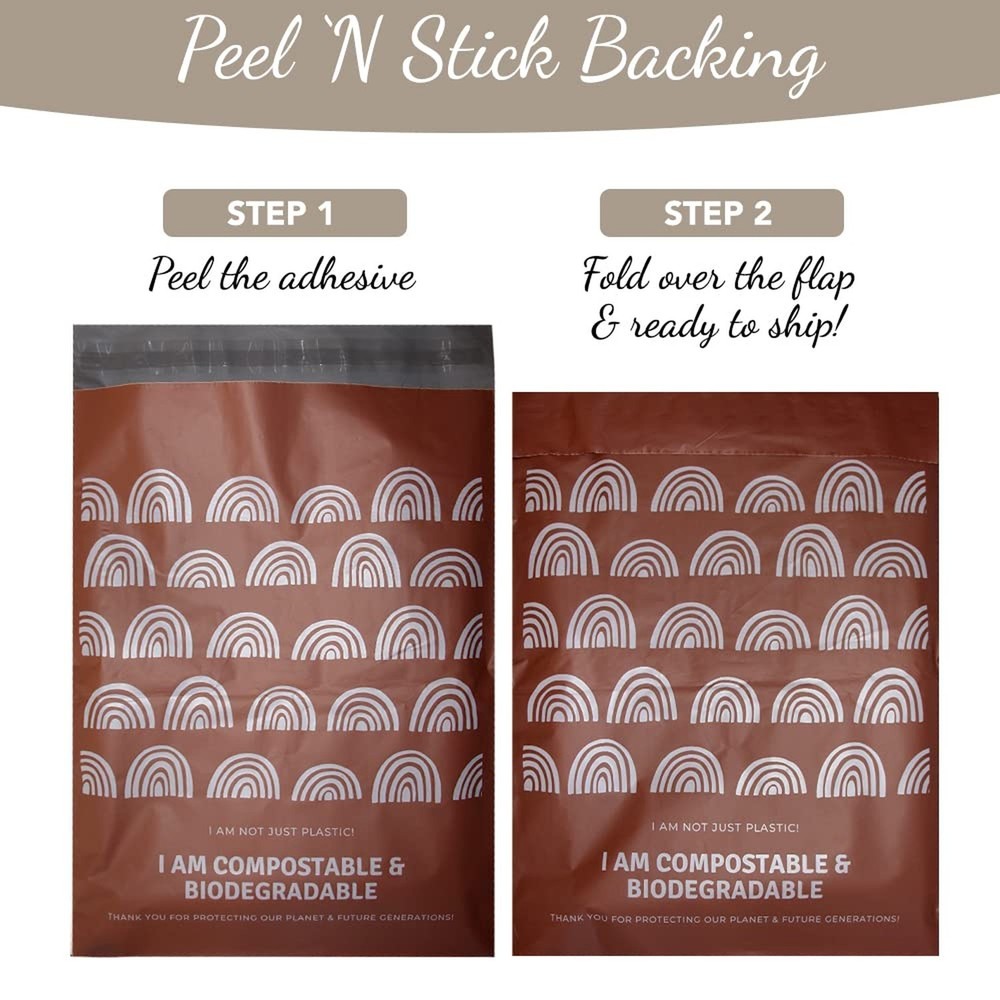 10 inches x 13 inches Compostable Mailers (50 Pack) Biodegradable Boho Design...