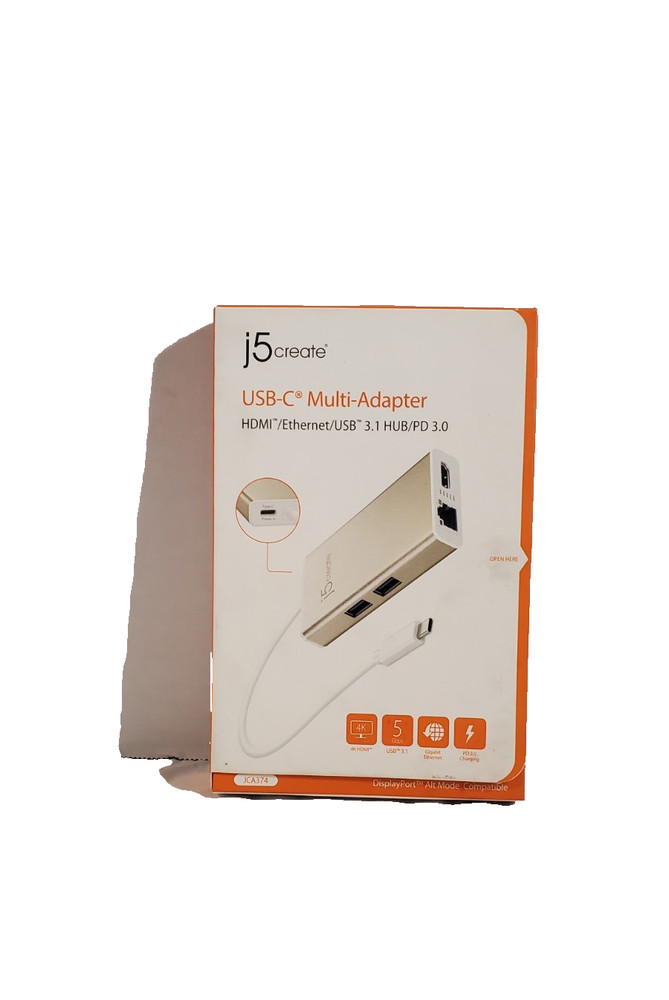 j5create - JCA374 - USB-C Multi Adapter HDMI, Ethernet/USB 3.1 HUB/PD 3.0