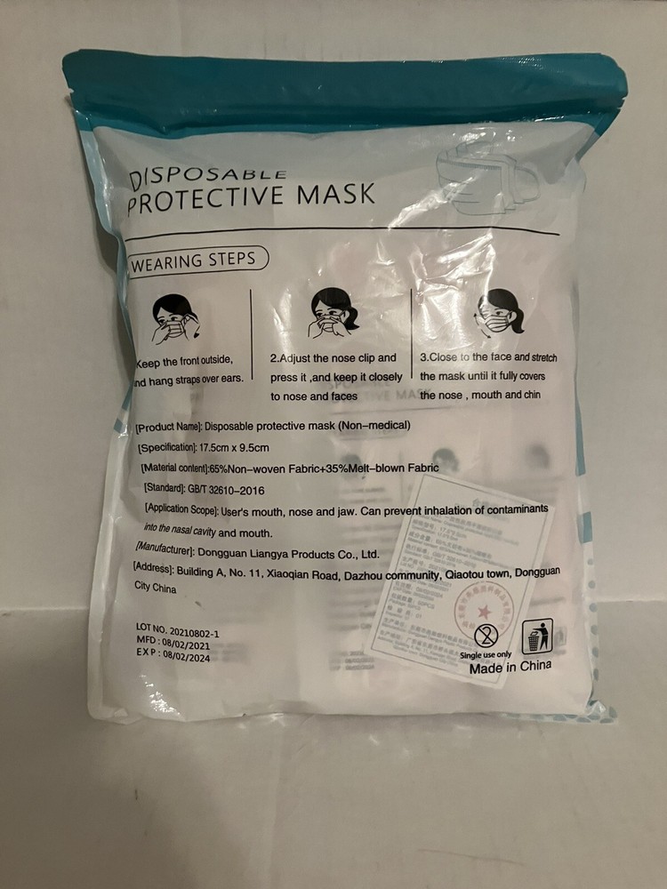 Disposable Protective Mask 50pcs Pink & White