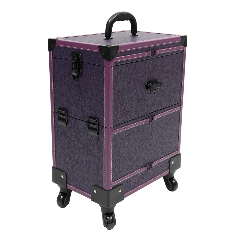 Modern Rolling Makeup Train Case Trolley Cosmetic Organizer Box with Mirror