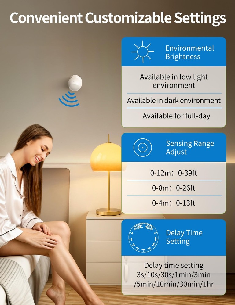 2 Pack Wireless Motion Sensor Outlet, Plug-in PIR Infrared Motion Activated S...