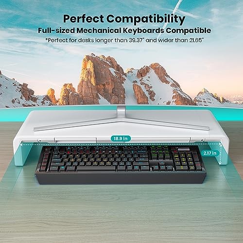 Monitor Stand Riser, Klearlook Foldable, Height Adjustable Computer White