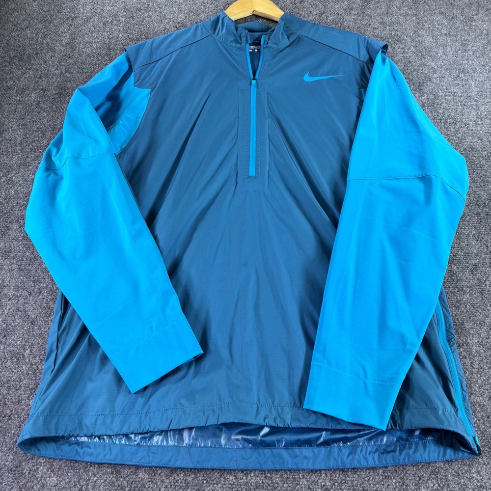 Nike Golf Windbreaker Pullover Mens XL Blue 1/4 Zip Ripstop Side Zip Athletic