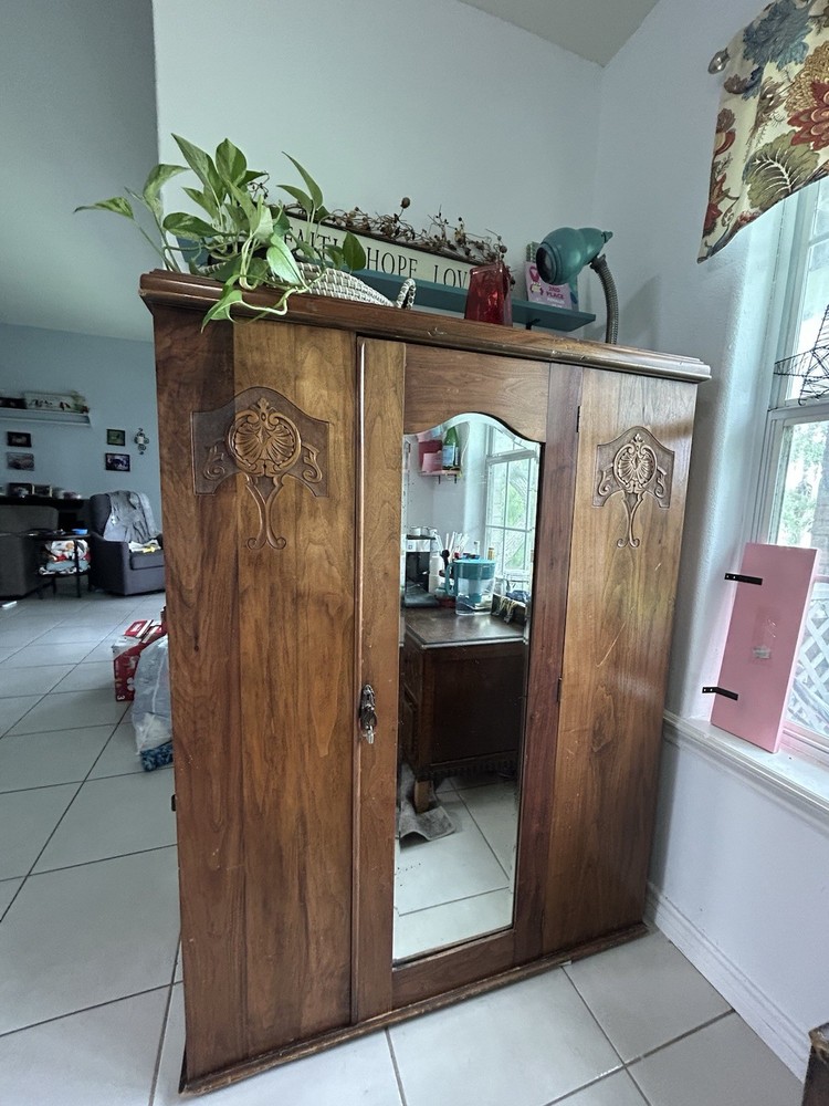 ANTIQUE ARMOIRE MIRROR WARDROBE