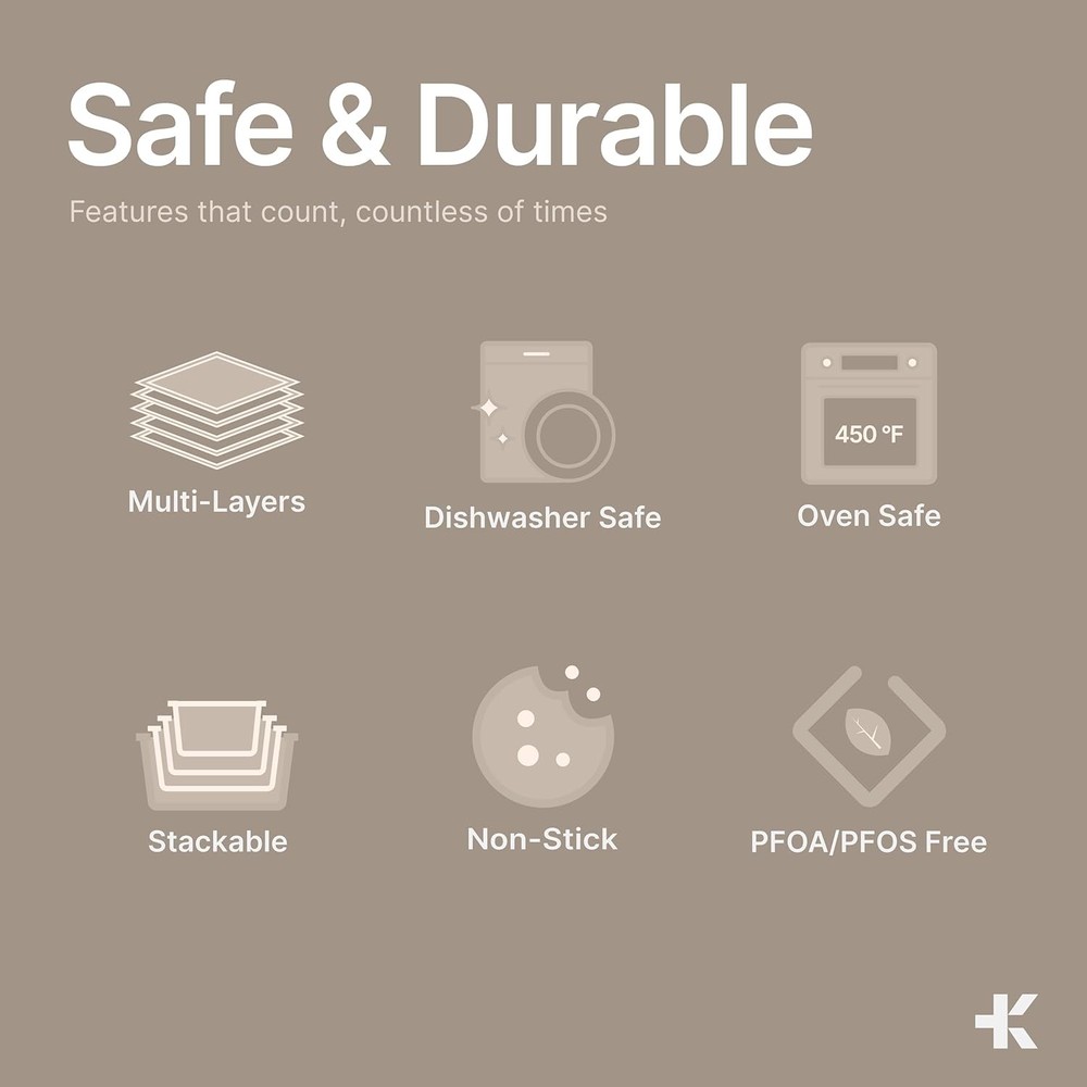 Bakeware Set – 6 Piece – Stackable, Deluxe, Non-Stick Baking Pans for Profession