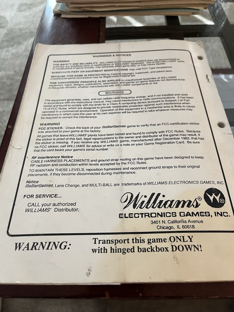 Rollergames Pinball Manual